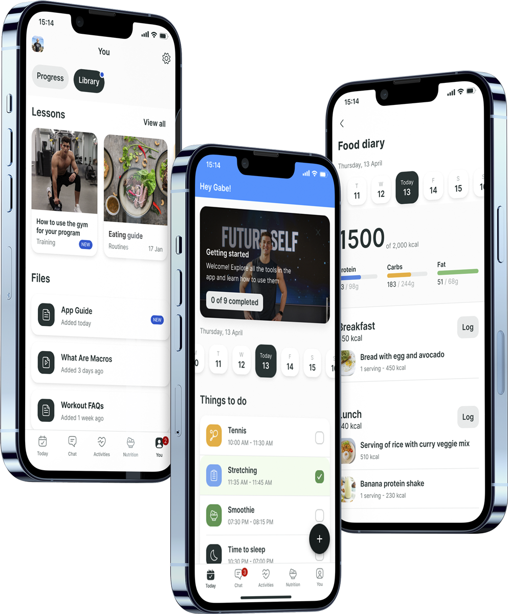 A mockup of the coaching app showcasing the features.